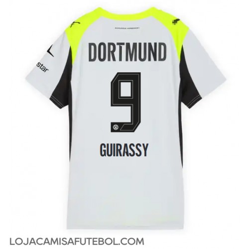 Camisa de Futebol Borussia Dortmund Serhou Guirassy #9 Equipamento Secundário Mulheres 2025-26 Manga Curta